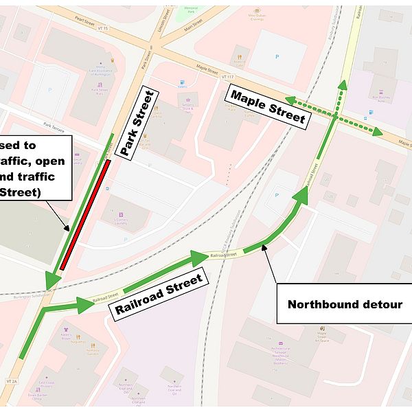 map of the road closure on Park Street