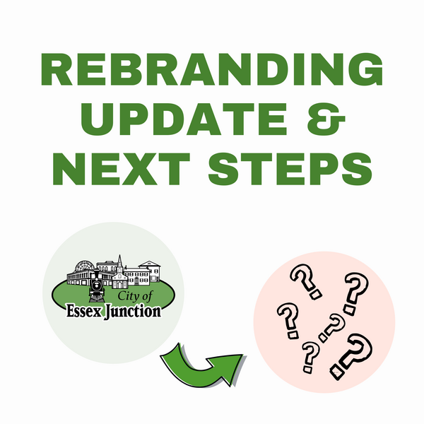 Image of text saying Rebranding Update & Next Steps