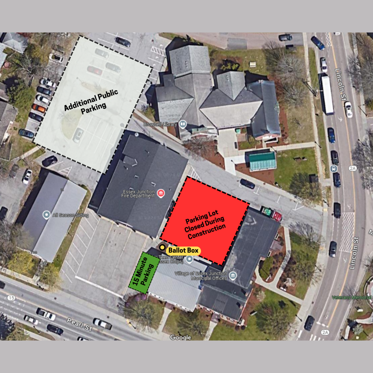 Parking Lot Closure for 2 Lincoln Renovation Project City of Essex