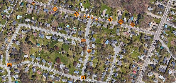 Arial view of where road construction will take place