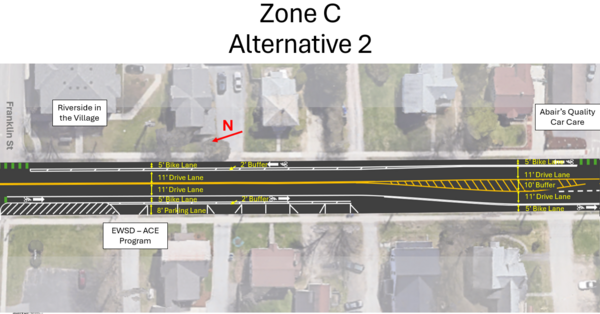 an arial view of zone C, alternative 2.