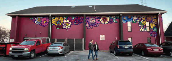 Mural concept with different kinds of flowers.