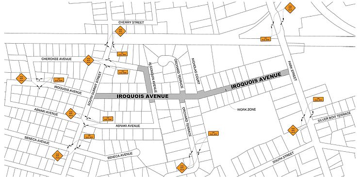 Construction Map of waterline and roadway construction 