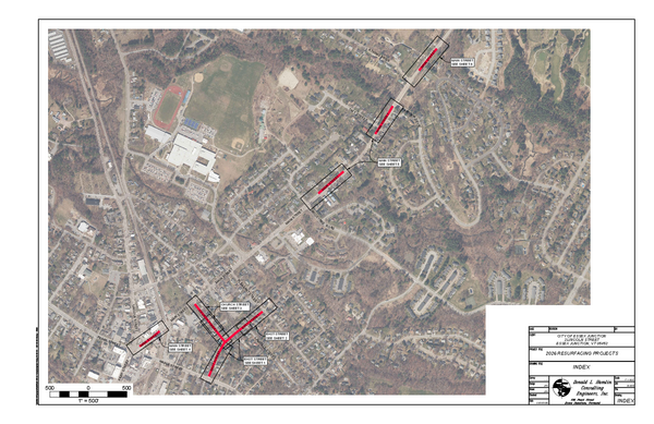 A map showing the locations that paving will take place