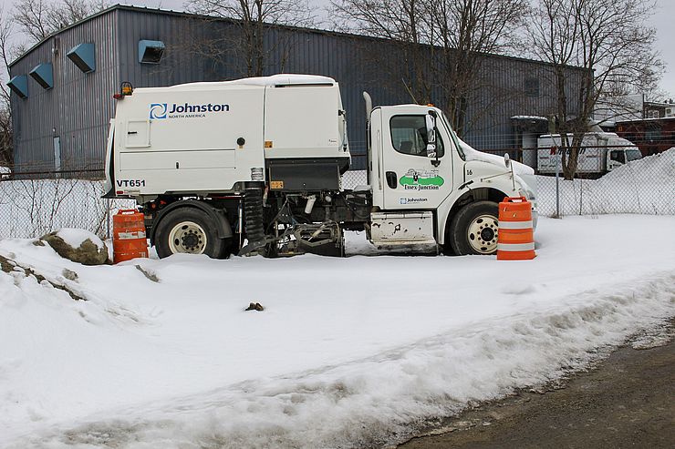 Public Works truck outside in the snow.