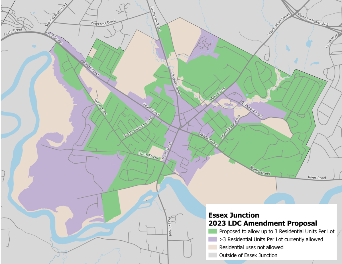 Map of zoning districts that allow multi-family homes