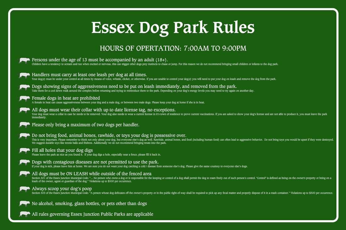 Essex Dog Park Rules